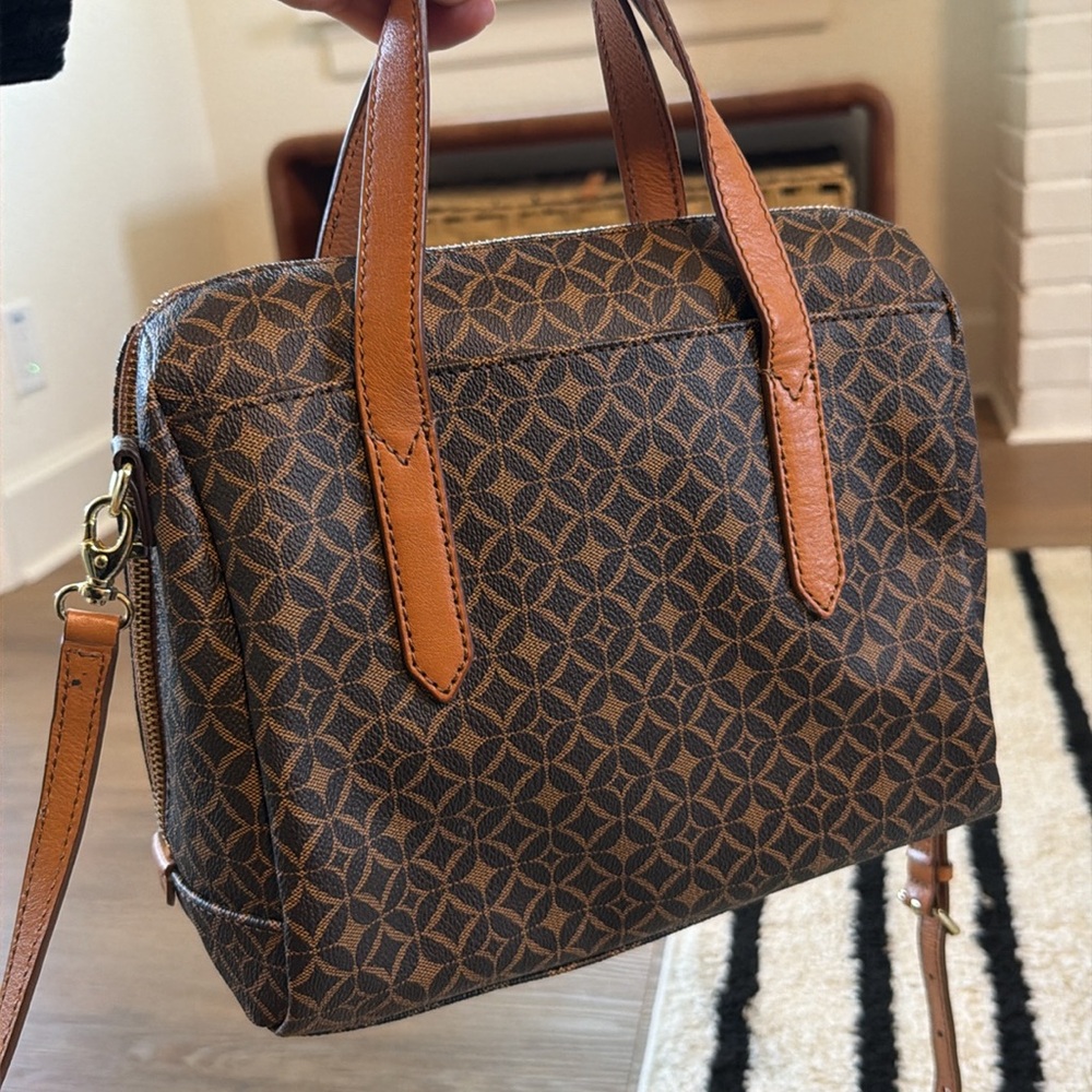 Brown Patterned Handbag - image 4